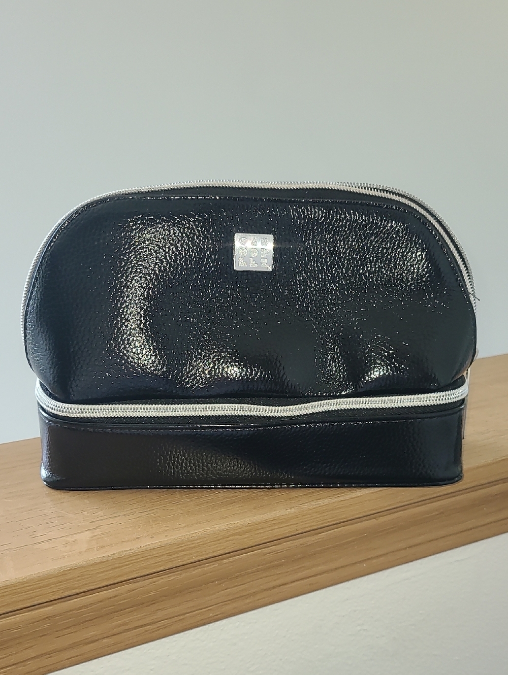 Caboodles Black Patent Cosmetic/Jewelry Case with Silver Trim